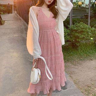 Sleeveless / Long-sleeve Ruffle A-line Chiffon Dress