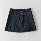 Fray Trim Mini A-line Skirt