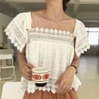 Short-sleeve Crochet Trim Top