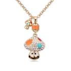 Austrian Crystal Mushroom Pendant Necklace 6 - 367 - Champagne & Multicolor - One Size