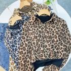 Mock Two Piece Printed Leopard Shirt