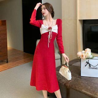 Long Sleeve Color Contrast Dress