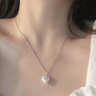 Faux Pearl Heart Pendant Necklace 1 Pc - Gold - One Size