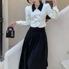 Double-breasted Cropped Jacket / Midi A-line Skirt