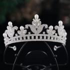 Rhinestone Faux Pearl Wedding Tiara Silver - One Size