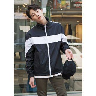 Contrast-trim Lettering Sleeve Jacket