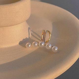 Faux Pearl Stainless Steel Cuff Earring 1 Pc - Cuff Earring - Gold - One Size