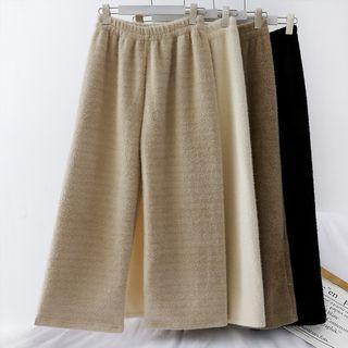 Elastic-waist Wide-leg Woolen Pants