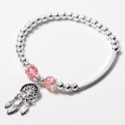 Dreamcatcher Beads Bangle Silver & Pink - One Size