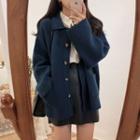 Buttoned Collared Knit Coat