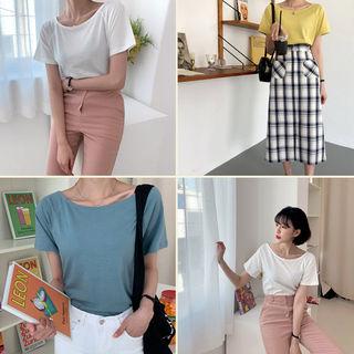 Plain Raglan-sleeve T-shirt