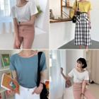 Plain Raglan-sleeve T-shirt