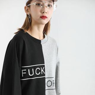 Colorblock Asymmetric Pullover Black & Gray - One Size