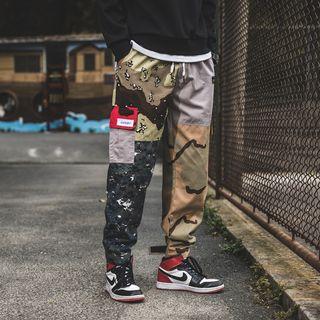 Camo Panel Straight Fit Pants
