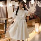 Frog-button Short-sleeve A-line Dress