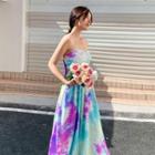Strapless Tie-dyed Maxi A-line Dress