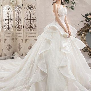 Strapless Ruffled Wedding Ball Gown