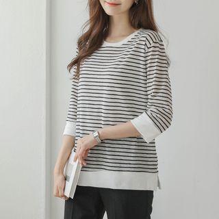 Ringer 3/4-sleeve Stripe T-shirt