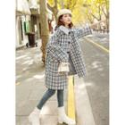 Plaid Button-up Wool Coat