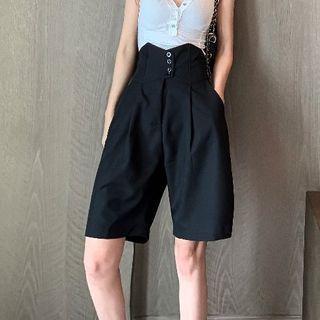 High-waist Dress Shorts Black - One Size