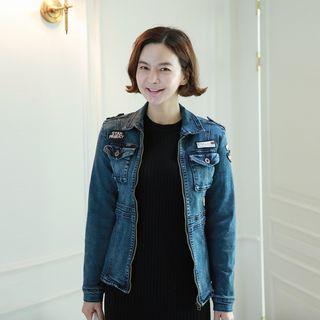 Patch-trim Denim Jacket Blue - One Size