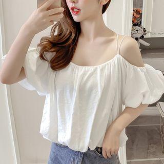 Cold Shoulder Cross Strap Blouse