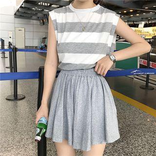 Set: Striped Sleeveless Top + Skort