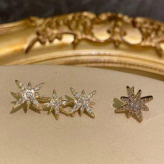 Rhinestone Star Earring 1 Pair - Non-matching - As Shown In Figure - One Size