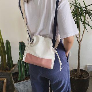 Color Paneled Canvas Bucket Bag