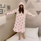 Long-sleeve Hooded Fleece Ruffled Dress