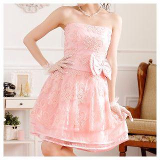 Bow Accent Strapless Bridesmaid Dress