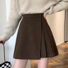 Asymmetrical Woolen Mini A-line Skirt
