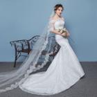 Off Shoulder Lace Mermaid Wedding Gown / Set