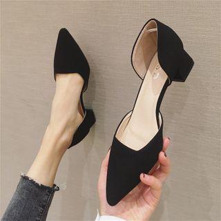 Block Heel Dorsay Flats