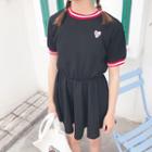 Heart Embroidered Short-sleeve A-line Dress