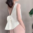 Sleeveless Open-back Blouse
