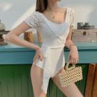 Short-sleeve Tie-waist Swimsuit