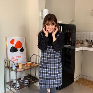 Plaid H-line Overall Dress