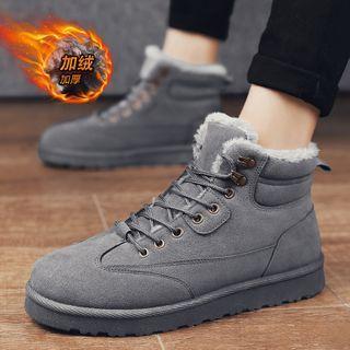 Fleece-lined Lace-up Short Snow Boots