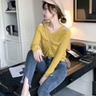 Cutout Long-sleeve Slim-fit Knit Top