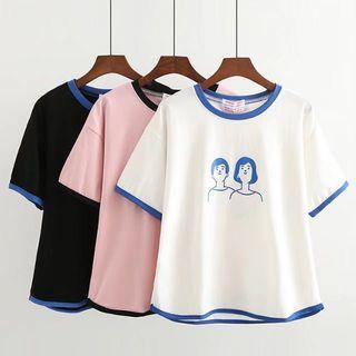 Printed Tipped Short Sleeve T-shirt