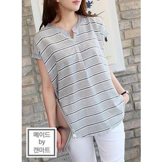 Striped-front Dip-back Top