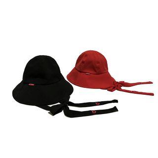 Heart Embroidered Strap Bucket Hat