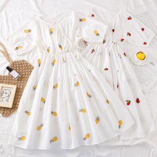 Embroidered Wrapped A-line Dress