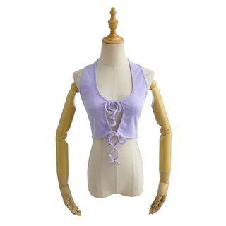 Halter Neck Lace-up Crop Tank Top