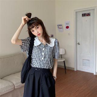 Plaid Short-sleeved Top