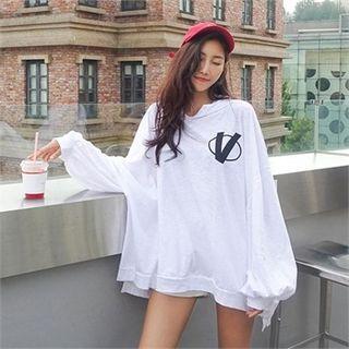 Dolman-sleeve Oversized Printed Hoodie