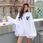 Dolman-sleeve Oversized Printed Hoodie