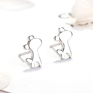 925 Sterling Silver Dog Earring Silver - One Size