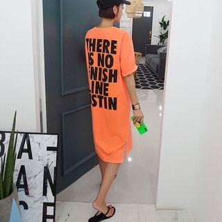 U-neck Letter-printed T-shirt Dress